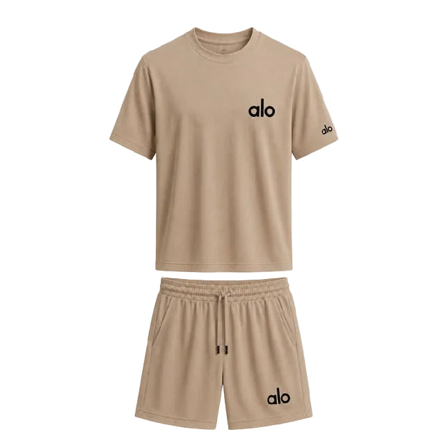ALO SET TSHIRT/SHORT BROWN