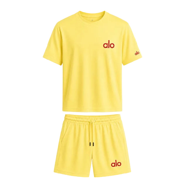 ALO SET TSHIRT/SHORT CREAM