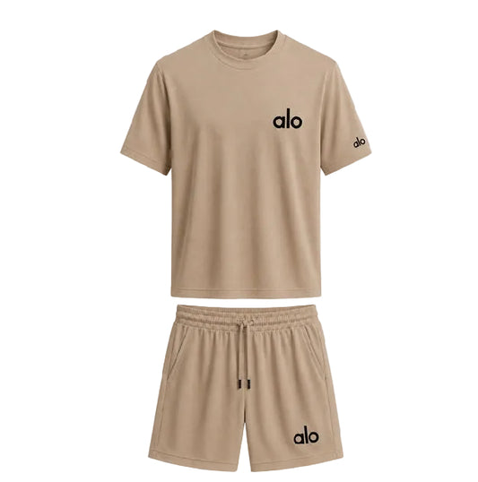 ALO SET TSHIRT/SHORT BROWN