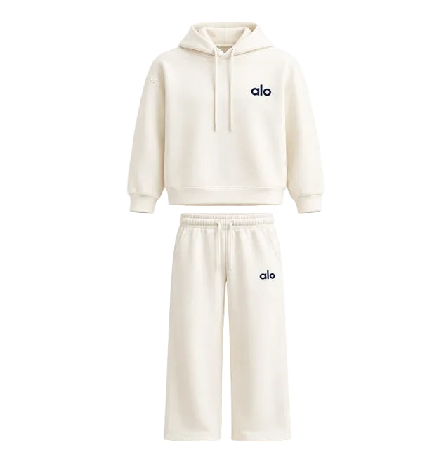 ALO SET HOODIE WHITE