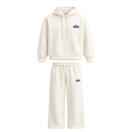 ALO SET HOODIE WHITE
