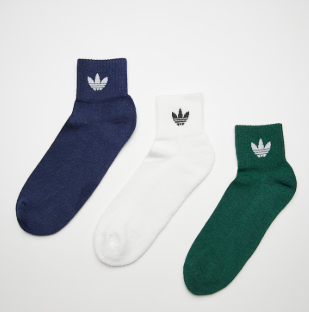 1/4 SOCKS 3P - DARKBLUE/GREEN/WHITE